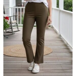 Tuckernuck Ashford Womens Olive Brown Faux Suede Kick Flare Slim Pants Size S
